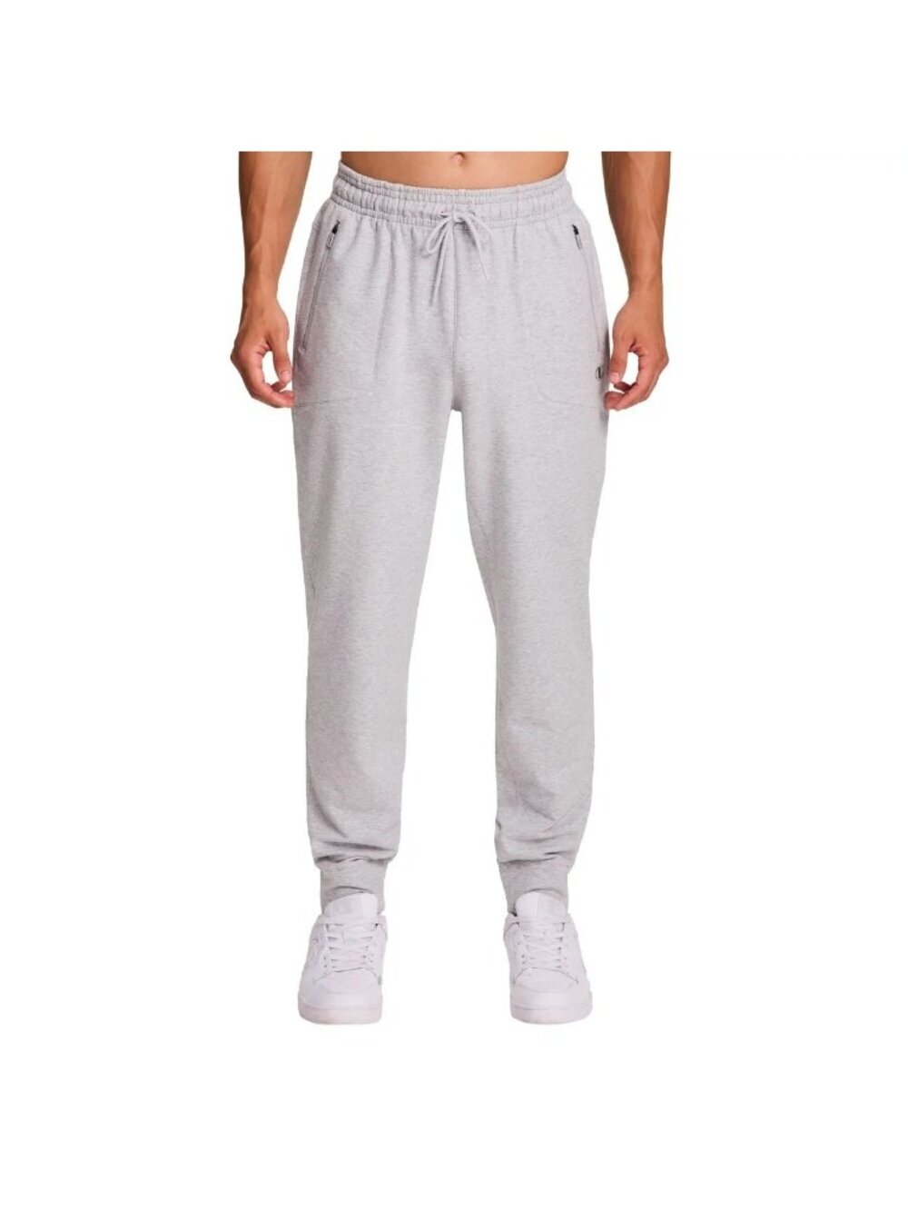 NWT Champion Men's M Gray Fleece Jogger Sweatpants Elastic Waist Zipper Pockets